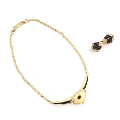 Lot 254 - A gold plated enamel Christian Dior necklace