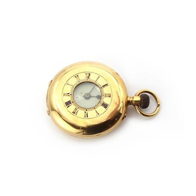 Lot 299 - An 18ct gold half Hunter fob watch