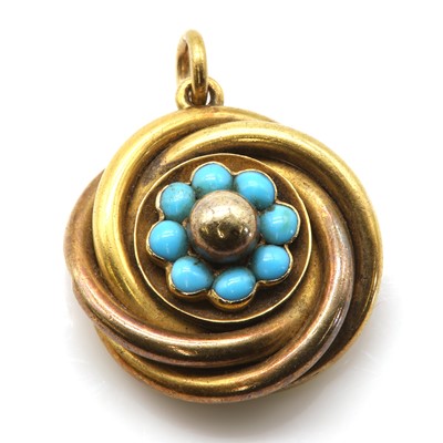 Lot 35 - A Victorian turquoise set pendant