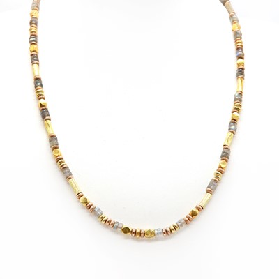 Lot 349 - A 9ct gold and higher carat gold labradorite bead necklace, by Charmian Harris