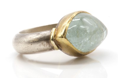 Lot 145 - A sterling silver and gold mixed metal tourmaline ring, by Patricia Jean Hamilton