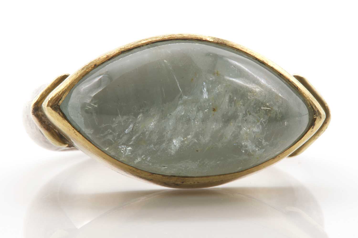 Lot 145 - A sterling silver and gold mixed metal tourmaline ring, by Patricia Jean Hamilton