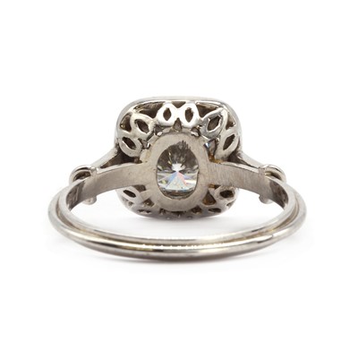 Lot 152 - A white gold synthetic moissanite cluster ring