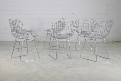 Lot 431 - A set of six 'Bertoia' wire chairs