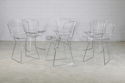 Lot 431 - A set of six 'Bertoia' wire chairs