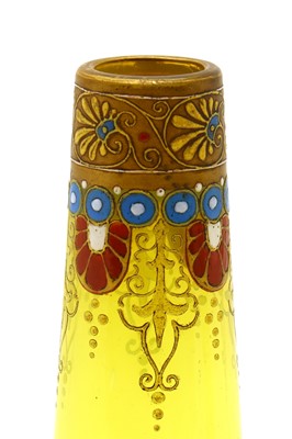 Lot 155 - A pair of Ludwig Moser vaseline glass vases