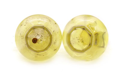 Lot 155 - A pair of Ludwig Moser vaseline glass vases