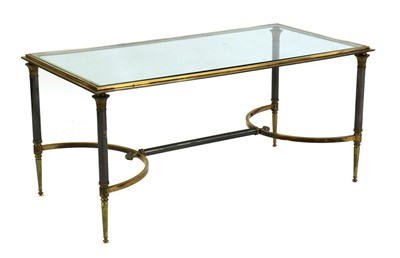 Lot 455 - A brass and enamelled coffee table