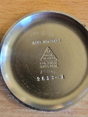 Lot 419 - A stainless steel Omega mechanical strap watch, c.1950