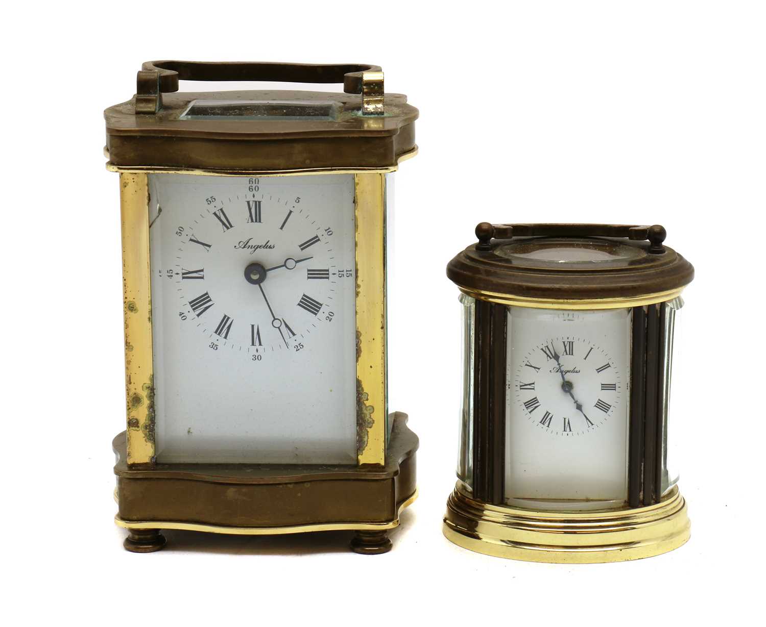 Lot 173 - A brass Angelus carriage timepiece,