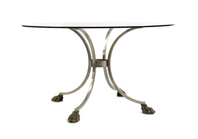 Lot 300 - A chromed metal dining table