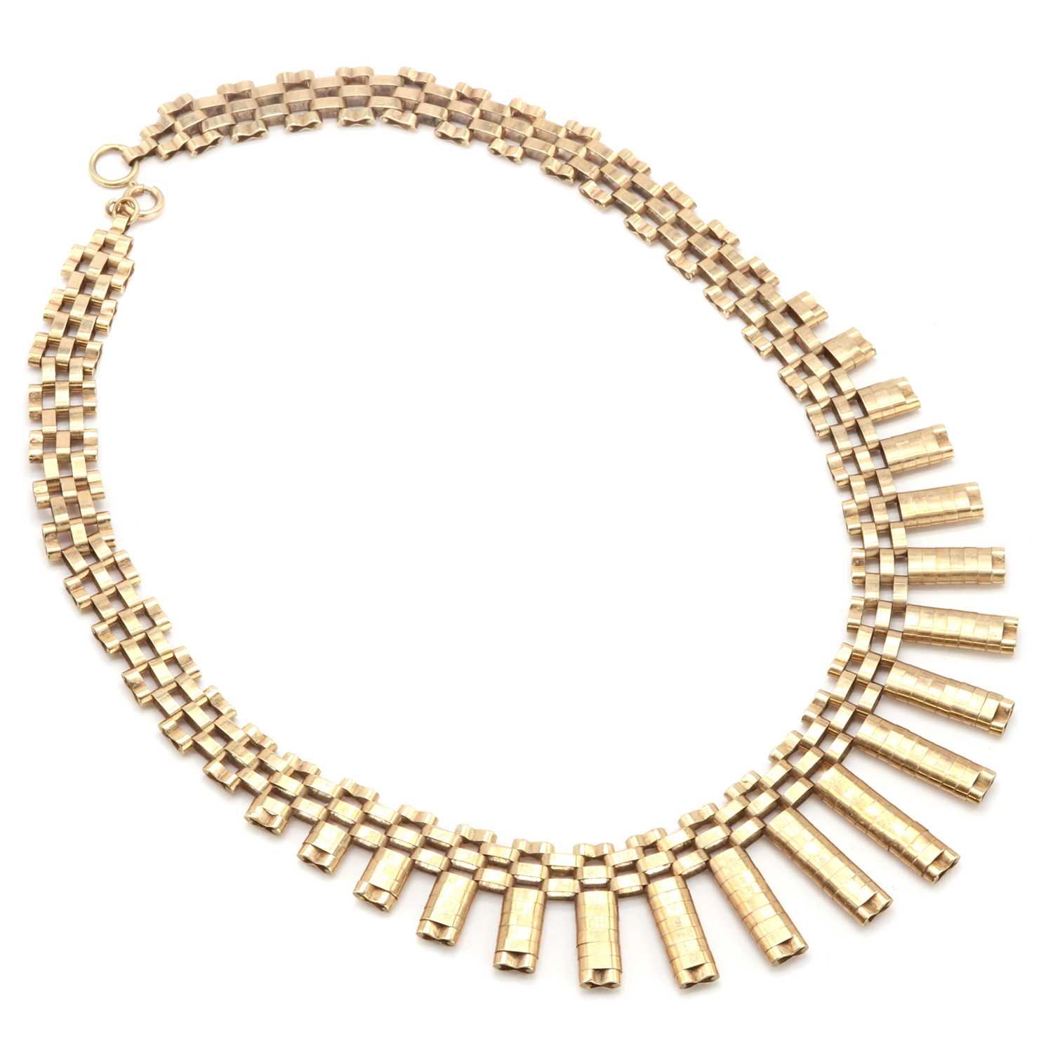 Lot 45 - A 9ct gold 'Cleopatra' style fringe necklace,