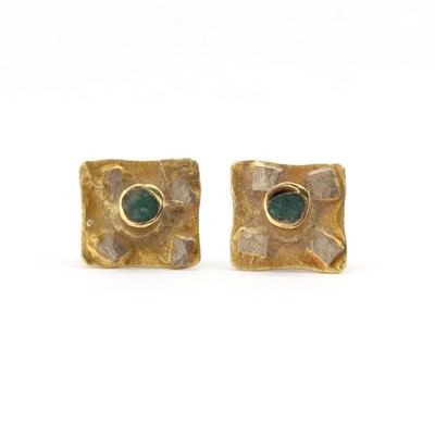 Lot 60 - A pair of two colour gold earrings, by Breon O'Casey