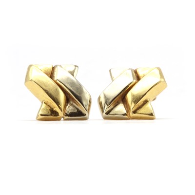 Lot 149 - A pair of two colour gold earrings