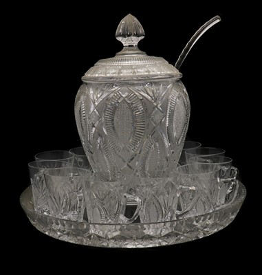 Lot 273 - A Czech crystal glass punch bowl set