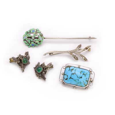 Lot 50 - A sterling silver marcasite spray brooch, by Bernard Instone