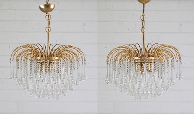 Lot 369 - A pair of gilt-brass chandeliers