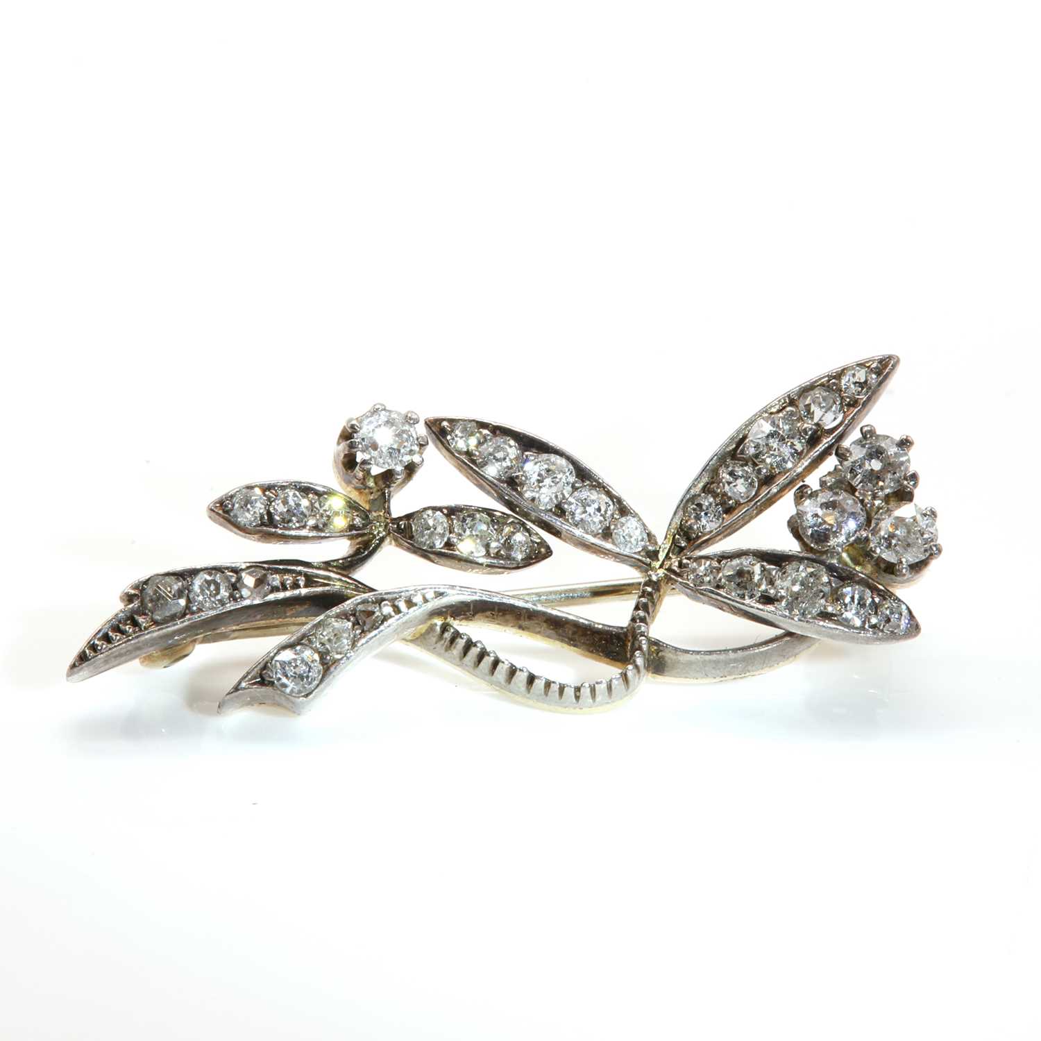 Lot 80 - A Victorian diamond set spray brooch