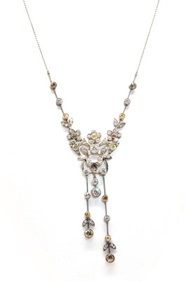 Lot 123 - An Art Nouveau fancy diamond neglige style necklace