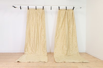 Lot 458 - A pair of embroidered silk curtains