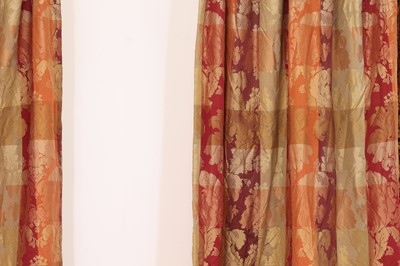 Lot 155 - A pair of silk damask curtains