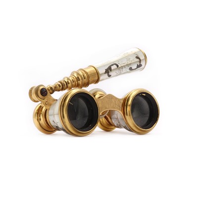 Lot 258 - A pair of gold plated mother of pearl opera glasses