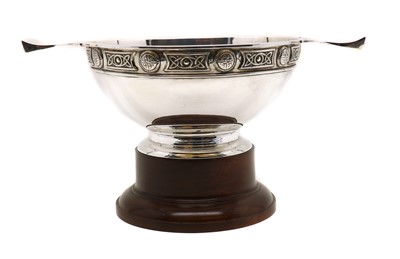 Lot 11 - A large silver twin-handled bowl