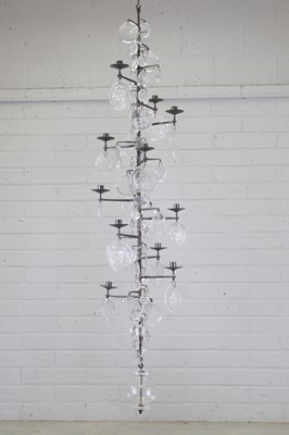 Lot 476 - A Swedish iron and glass 'Model 341' chandelier