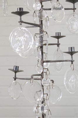 Lot 476 - A Swedish iron and glass 'Model 341' chandelier