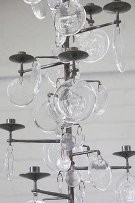 Lot 476 - A Swedish iron and glass 'Model 341' chandelier