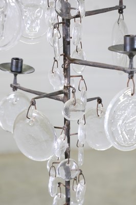 Lot 476 - A Swedish iron and glass 'Model 341' chandelier