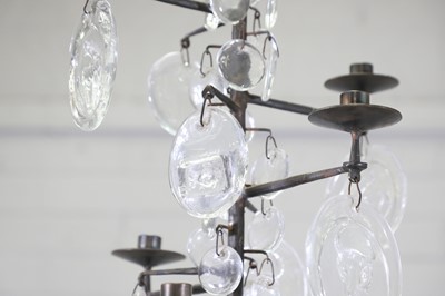 Lot 476 - A Swedish iron and glass 'Model 341' chandelier