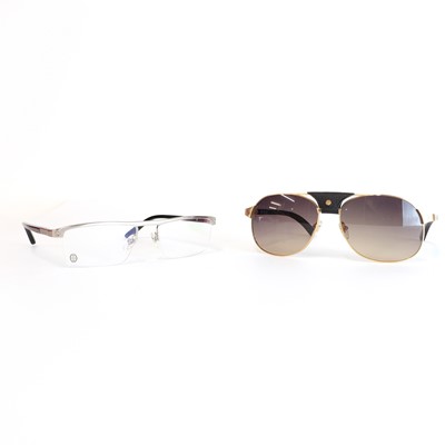 Lot 352 - A pair of Cartier gold plated Santos-Dumont sunglasses and a pair fo prescription tinted glasses