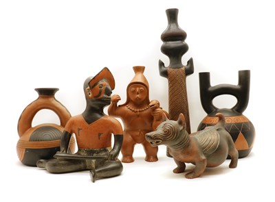 Lot 255 - A collection of six Mexican stoneware objects