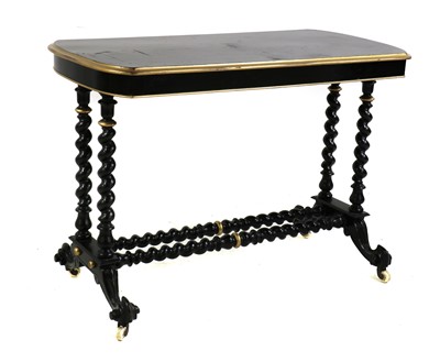 Lot 375 - A Victorian ebonised and gilt side table