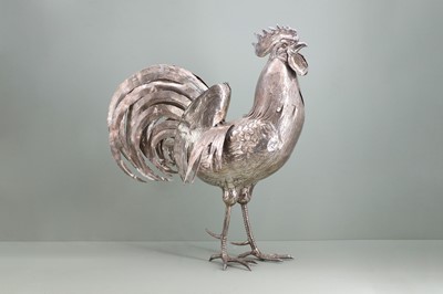 Lot 118 - A large Continental silver cockerel