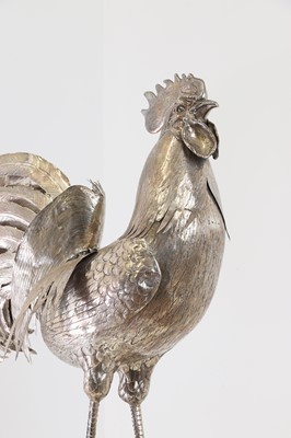 Lot 118 - A large Continental silver cockerel