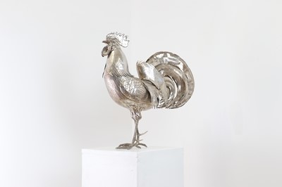 Lot 118 - A large Continental silver cockerel