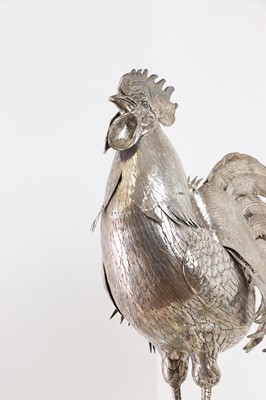 Lot 118 - A large Continental silver cockerel