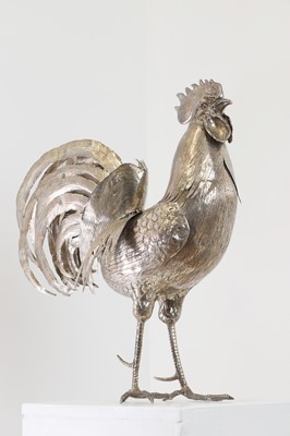 Lot 118 - A large Continental silver cockerel