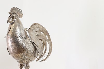 Lot 118 - A large Continental silver cockerel