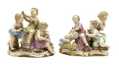 Lot 241 - A pair of Meissen porcelain figure groups