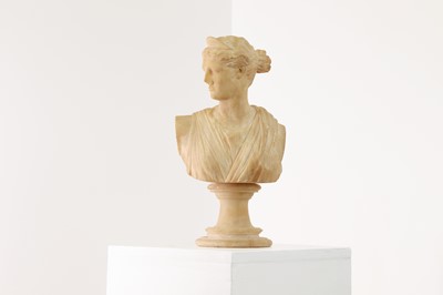 Lot 514 - A grand tour alabaster bust of Diana