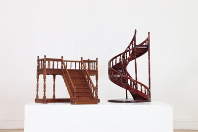 Lot 23 - Two wooden architectural models of staircases