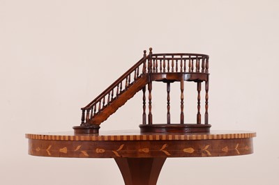 Lot 24 - A turned wooden architectural model of a staircase