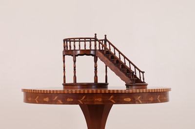 Lot 24 - A turned wooden architectural model of a staircase