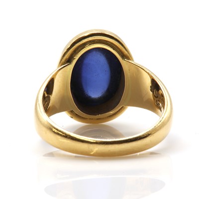 Lot 446 - An 18ct gold single stone synthetic sapphire ring, by Georg Jensen