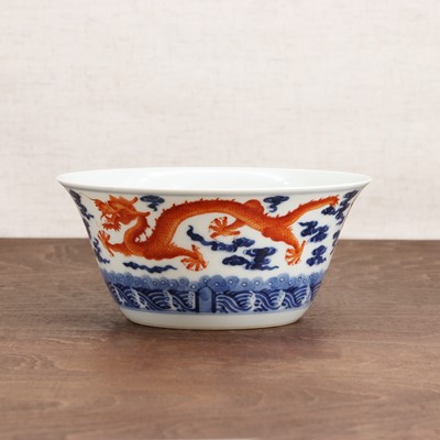 Lot 148 - A Chinese iron-red and underglaze-blue bowl