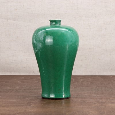 Lot 139 - A Chinese green-glazed meiping vase