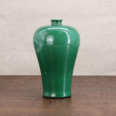 Lot 139 - A Chinese green-glazed meiping vase